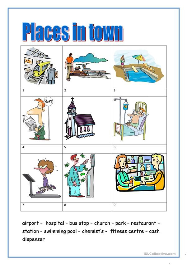 Places In Town Worksheets Printables