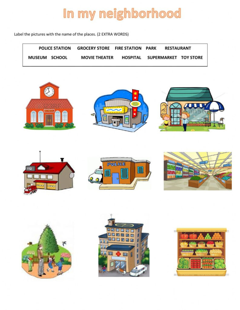 Places In Town Worksheets Printables PDF-159 | Lyana Worksheets
