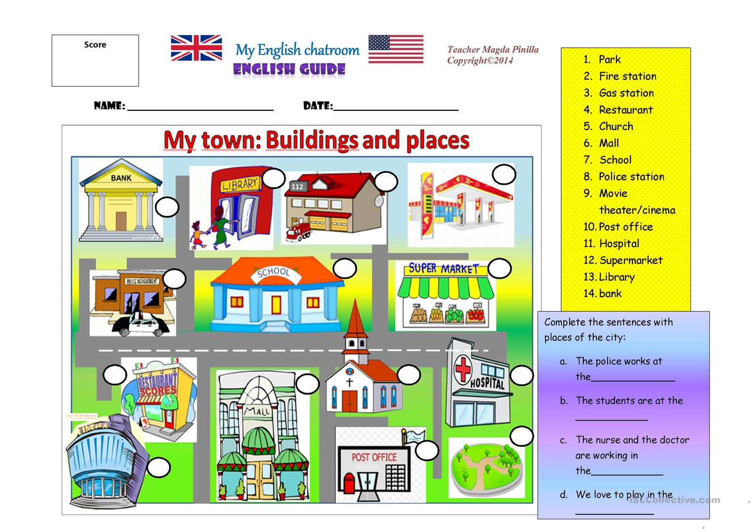 My Town Places And Buildings Worksheet Free ESL Printable Worksheets 