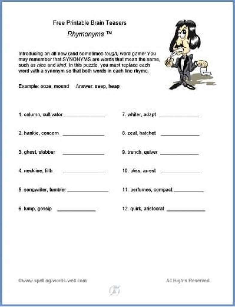 Printable Brain Teaser Worksheets For Adults Lyana Worksheets
