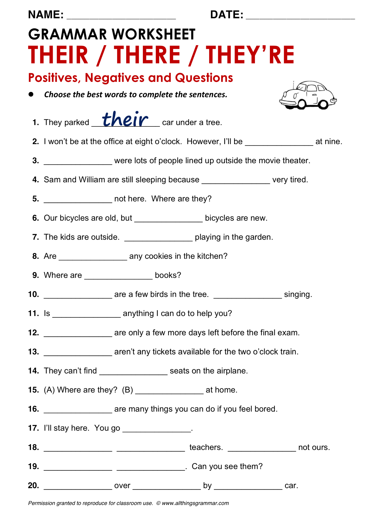 Grammar Worksheets For Middle School Students Worksheets Free Download