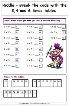 Multiplication Riddles Fun Printable Worksheets By Yvi TpT