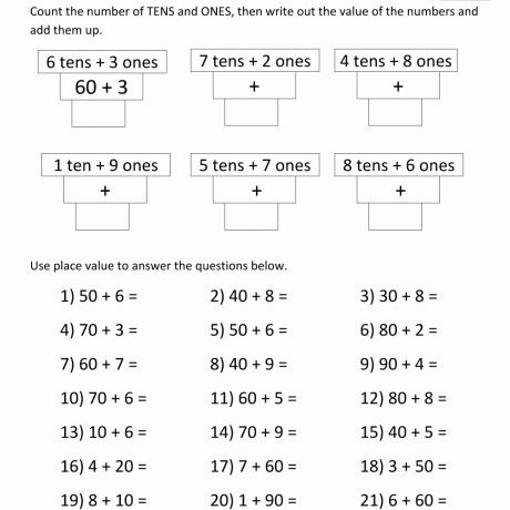 Math Place Value Worksheets To 100 Maths For 6 Year Olds Printable Uk 