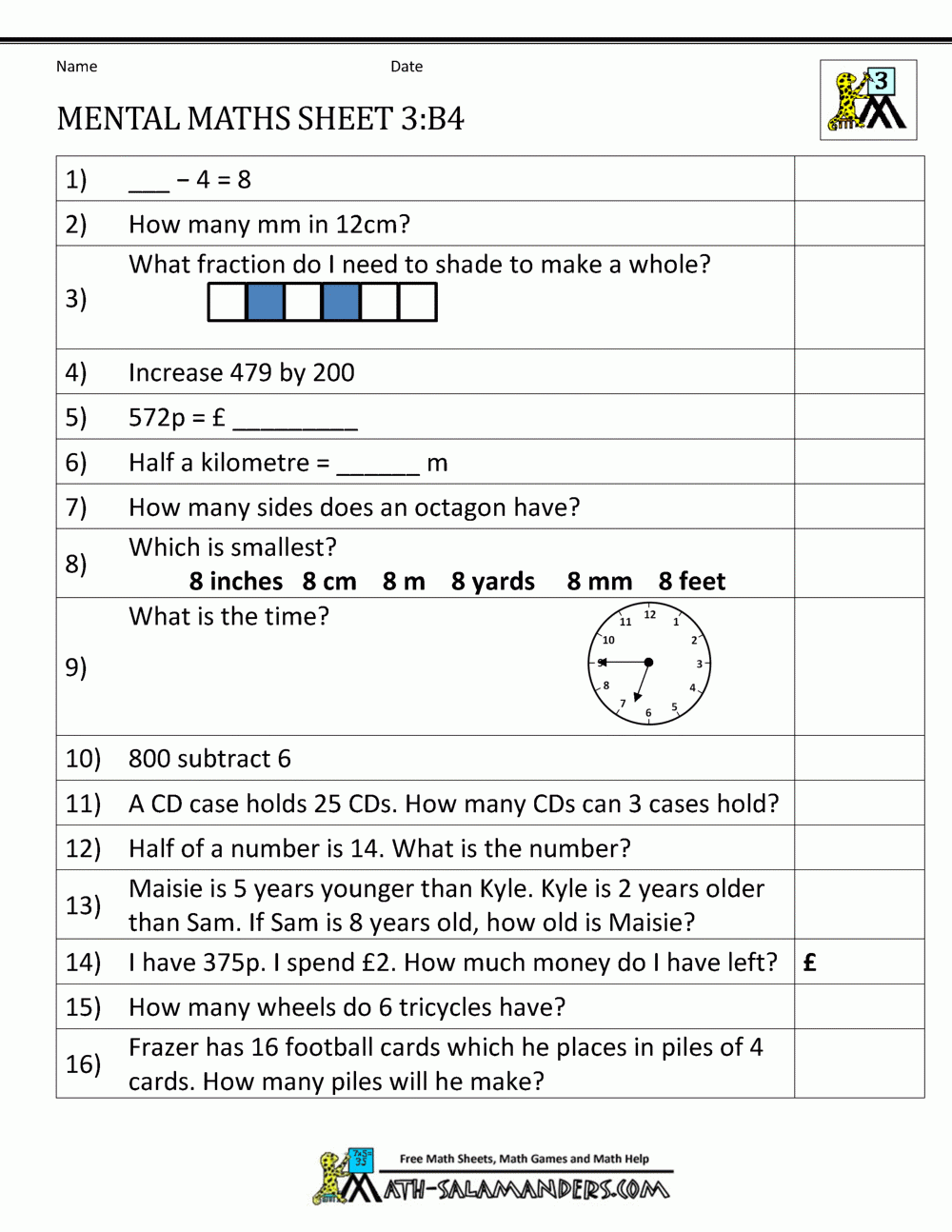 Printable Maths Worksheets For 13 Year Olds Uk Lyana Worksheets