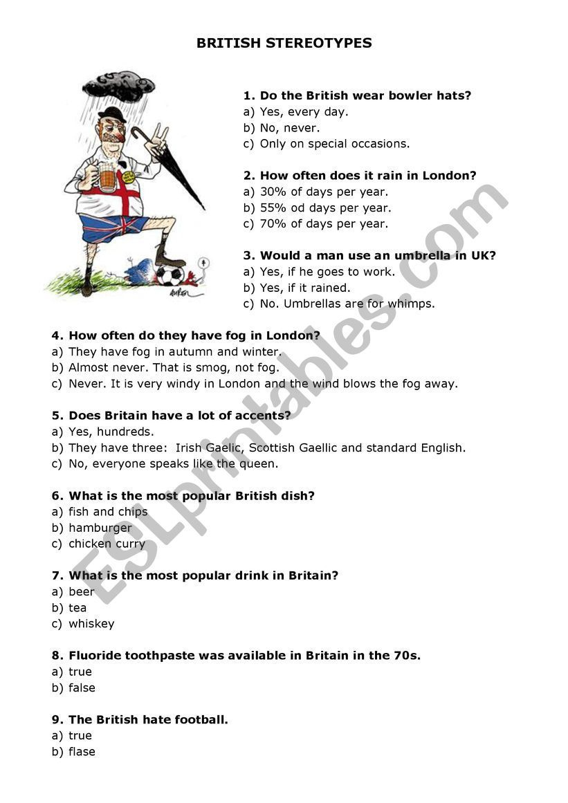 Stereotypes Worksheet Printable Learning How To Read