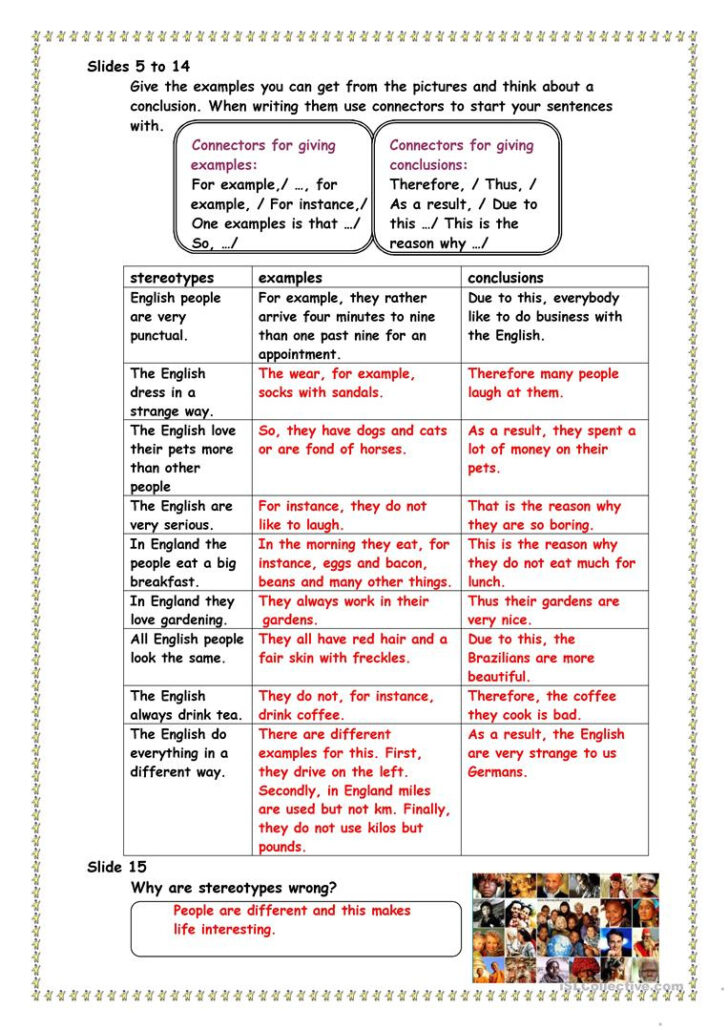 Stereotypes Printable Worksheets