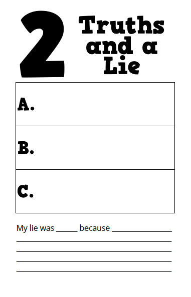 Math Love Two Truths And A Lie Activity Template