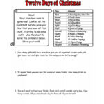 12 Days Of Christmas Story Problems Pertaining To 12 Days Of Christmas Statistics Worksheet