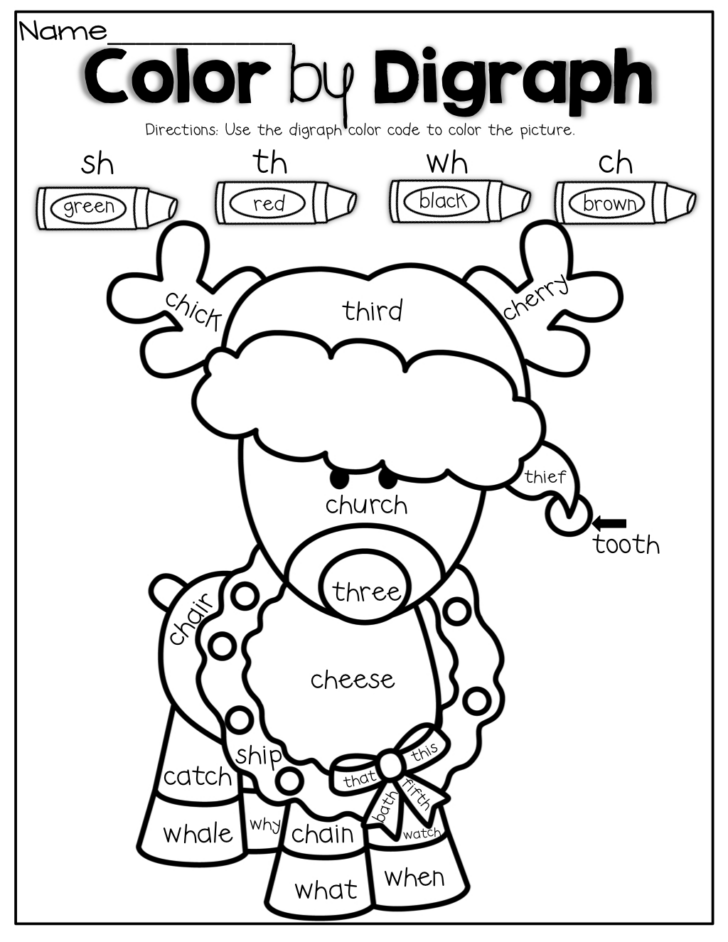 Christmas Coloring Worksheets For 1st Graders