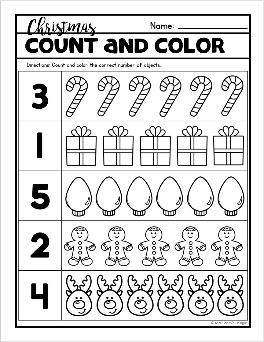 25 Christmas No Prep Worksheets &amp;amp; Activities For Preschool And regarding Christmas Counting Worksheets For Kindergarten