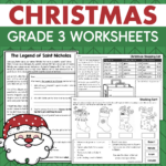 3Rd Grade Christmas Reading And Math Worksheets Holiday Winter For Christmas 3rd Grade Worksheets