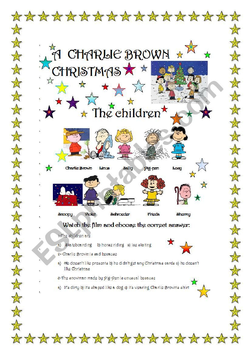 A Charlie Brown Christmas- Film Part 1/3 - Esl Worksheetmarta with Charlie Brown Christmas Worksheets