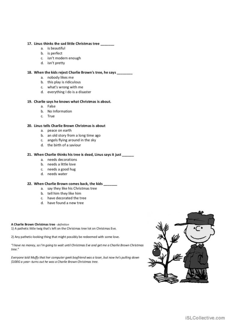 A Charlie Brown Christmas Video Or M…: English Esl Worksheets Pdf in Charlie Brown Christmas Worksheets