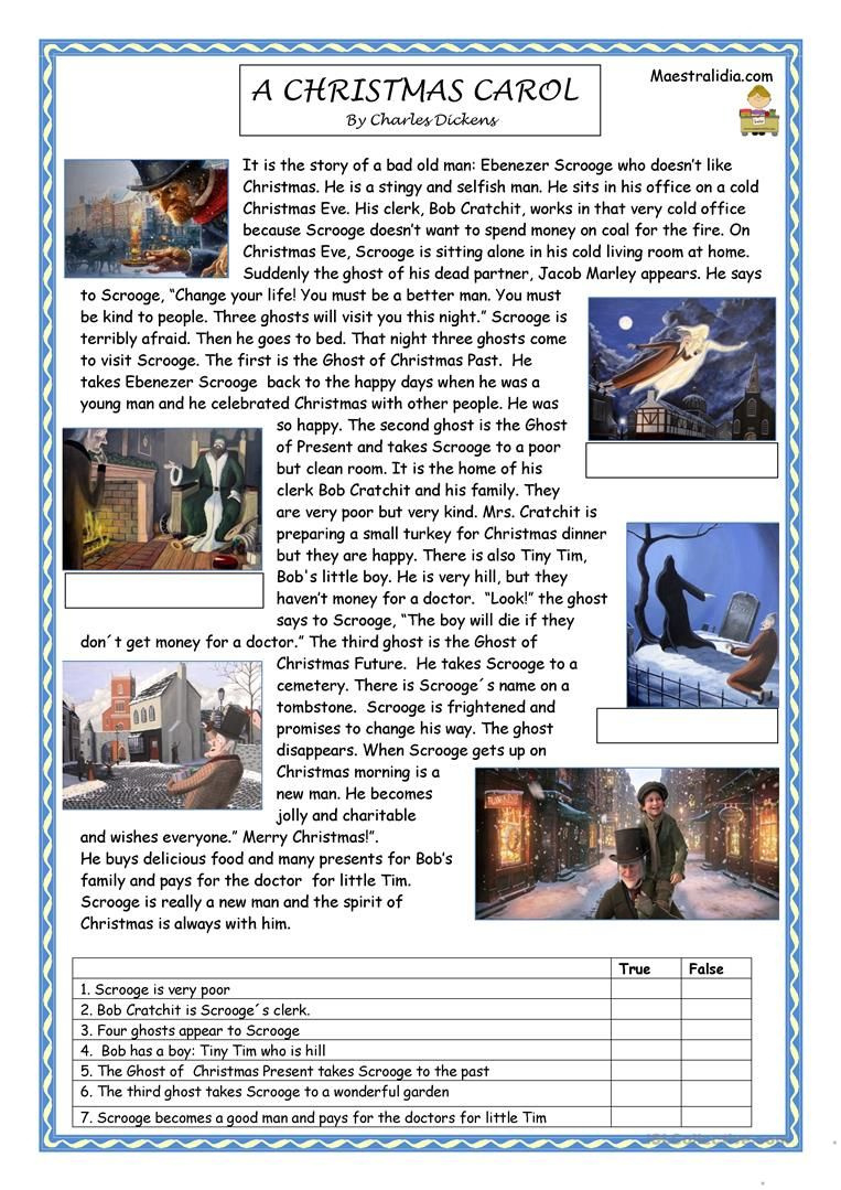 A Christmas Carol | Christmas Reading Comprehension, Reading for A Christmas Carol Worksheet