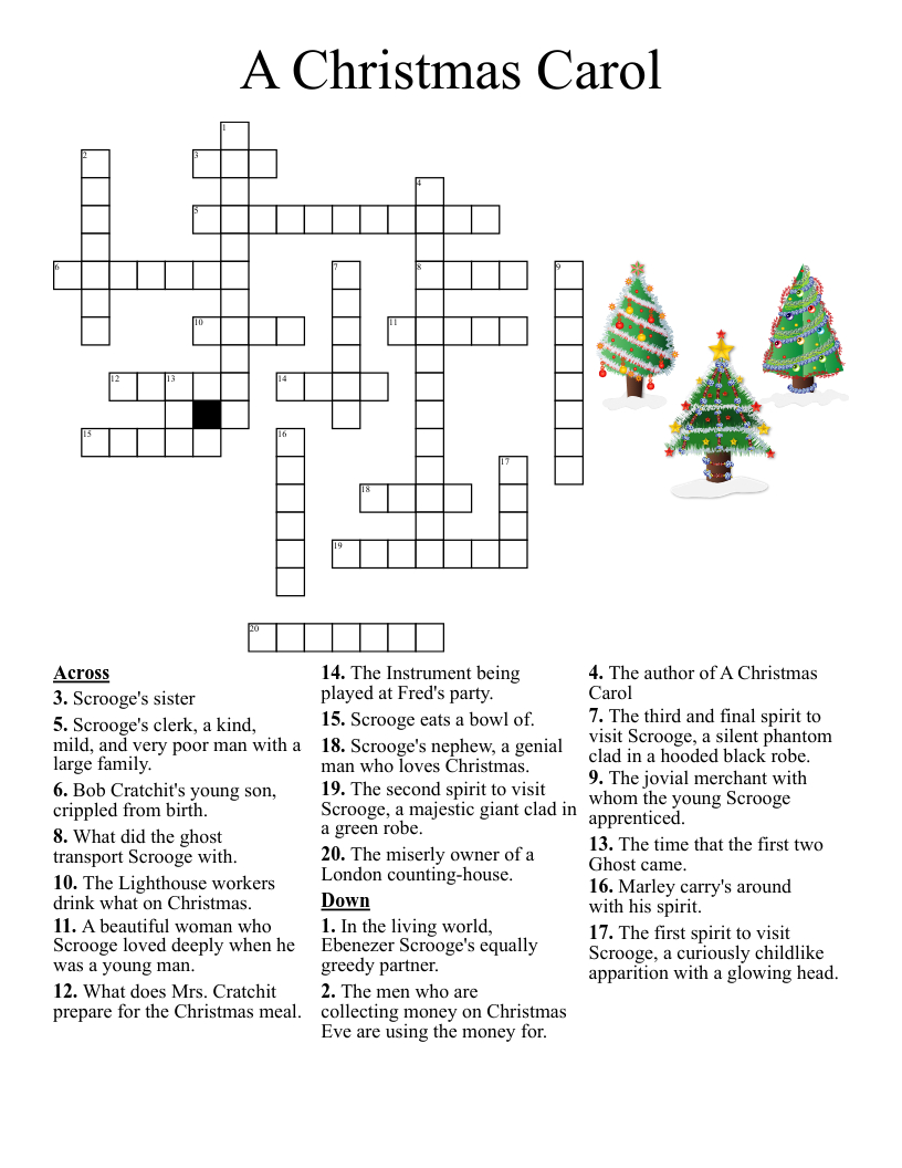 A Christmas Carol Crossword - Wordmint inside A Christmas Carol Vocabulary Worksheet Answers