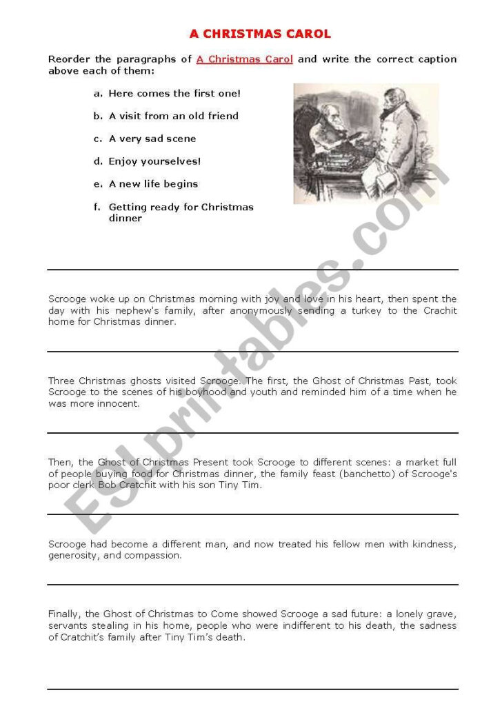 A Christmas Carol The Story Worksheet B