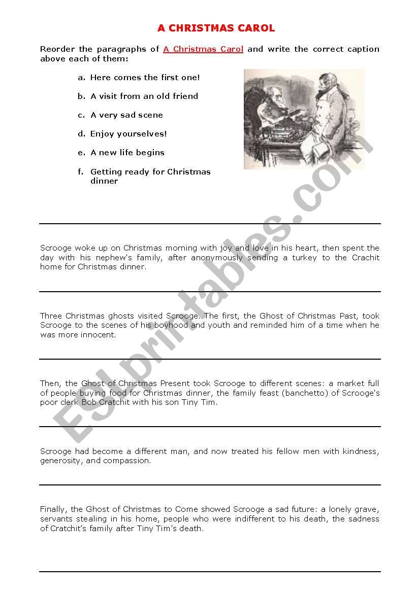 A Christmas Carol - Esl Worksheetannana for A Christmas Carol The Story Worksheet B