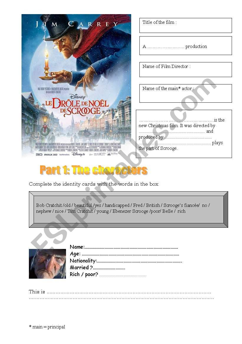 A Christmas Carol - Esl Worksheetclaudia30 inside A Christmas Carol Movie Worksheet