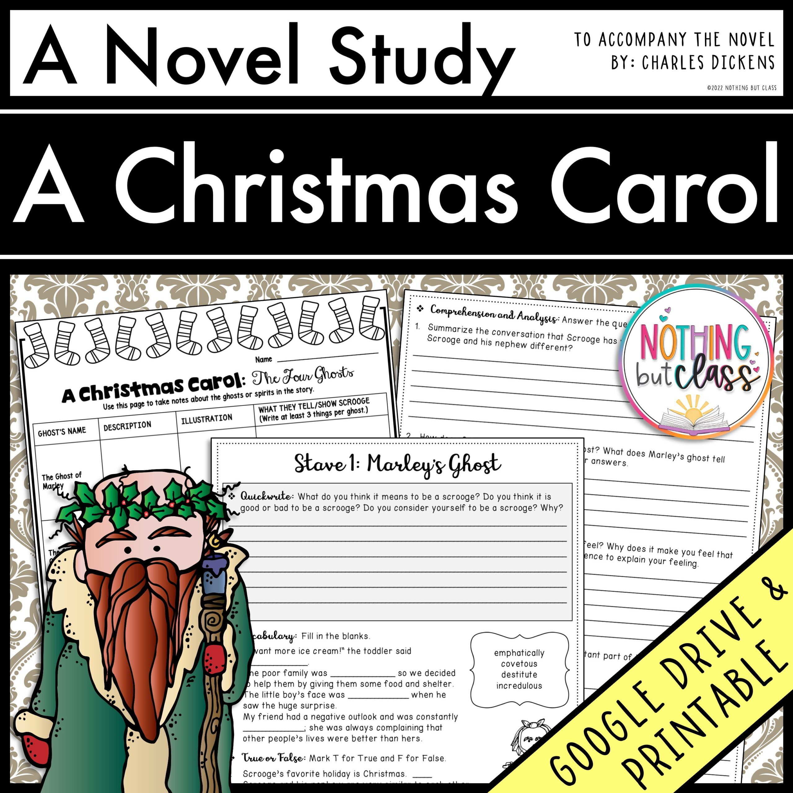 A Christmas Carol Novel Study Unit | Comprehension Questions With in A Christmas Carol Cause And Effect Worksheet