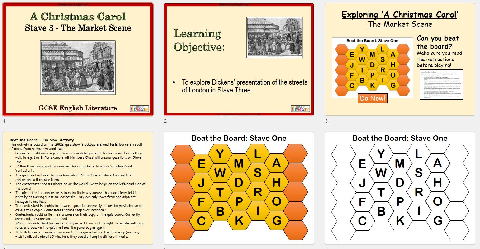 A Christmas Carol - The Market Scene | Teaching Resources in A Christmas Carol Stave 3 Worksheet