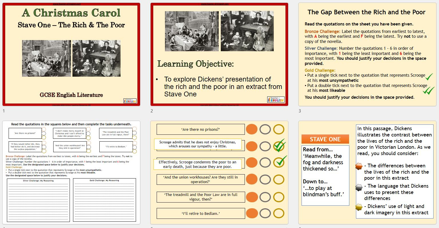 A Christmas Carol - The Rich And The Poor | Teaching Resources intended for A Christmas Carol Stave 1 Worksheet