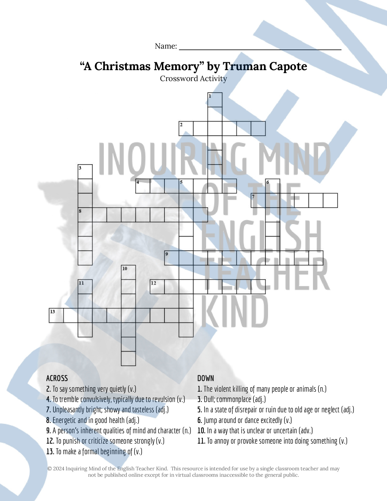 A Christmas Memorytruman Capote Quiz, Close Reading Worksheet for A Christmas Memory Worksheet Answers