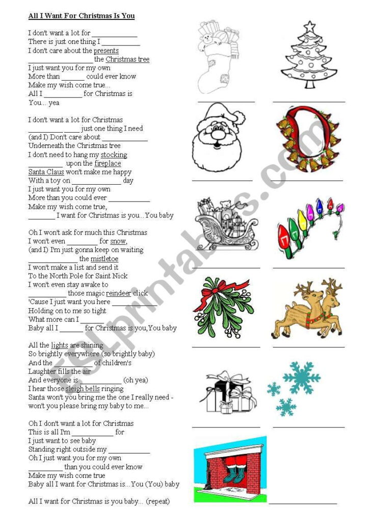 All I Want For Christmas Is You Worksheet