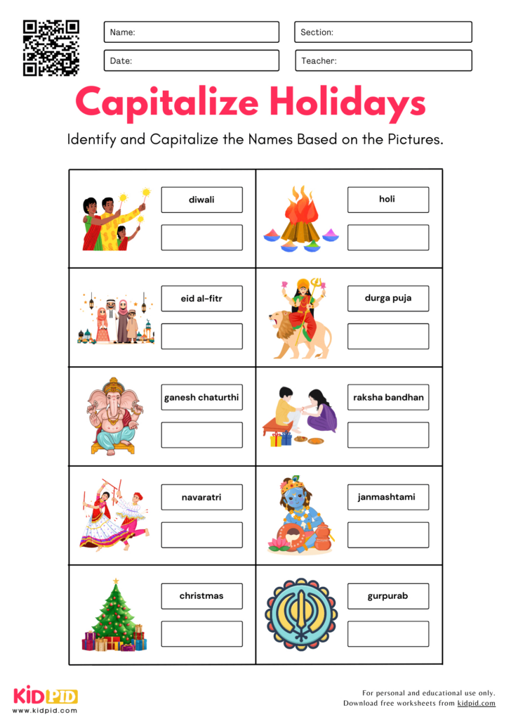 Christmas Capitalization Worksheet