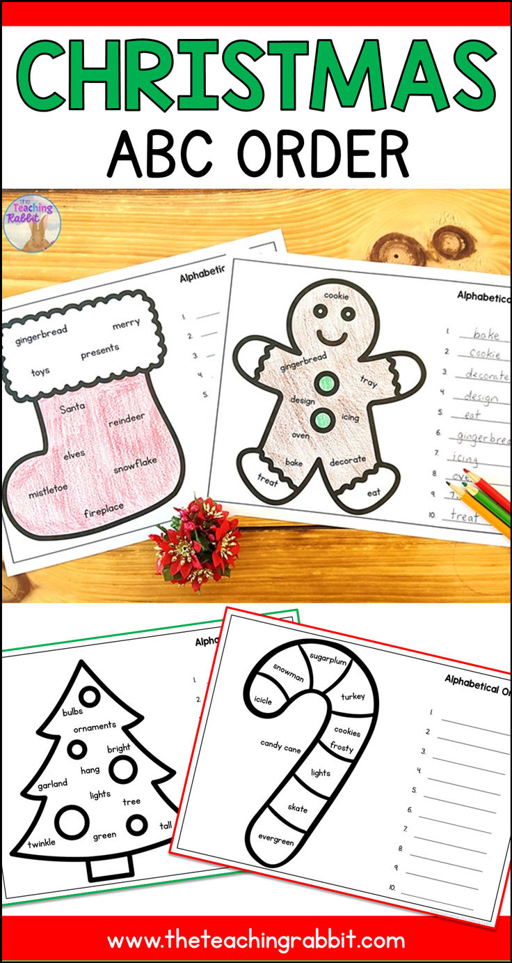 Christmas Abc Order Worksheets - Alphabetical Order Center For Grade 2 throughout Christmas Alphabetical Order Worksheets