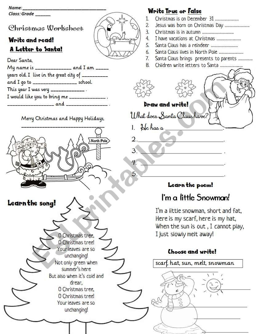 Christmas Activity Worksheet - Esl Worksheetlucia13 with Christmas Classroom Worksheets