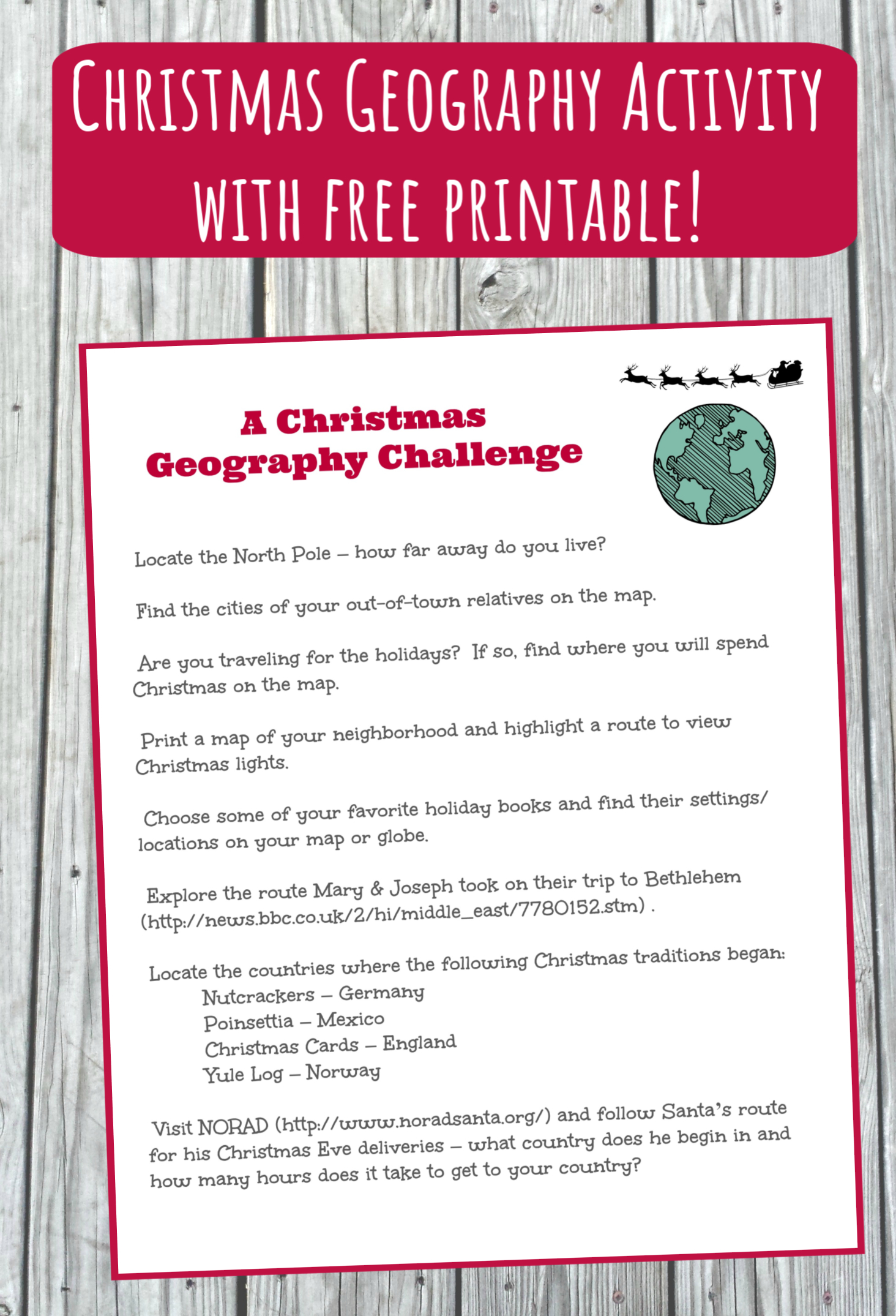 Christmas Around The World Activity for Christmas Geography Worksheets