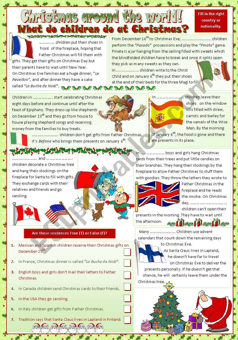 Christmas Around The World - Esl Worksheetmariaolimpia with regard to Christmas In Different Countries Worksheet