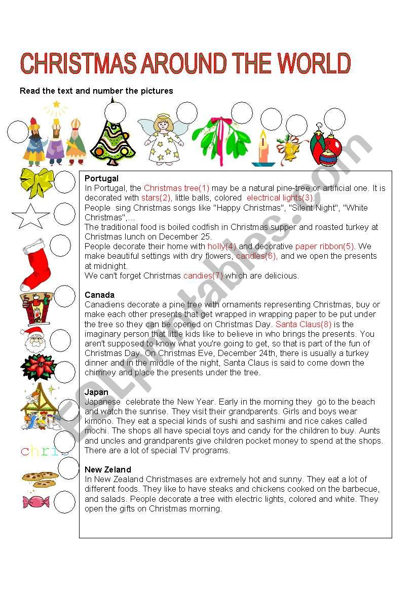 Christmas Around The World - Esl Worksheets.lefevre for Worksheets For Christmas Around The World