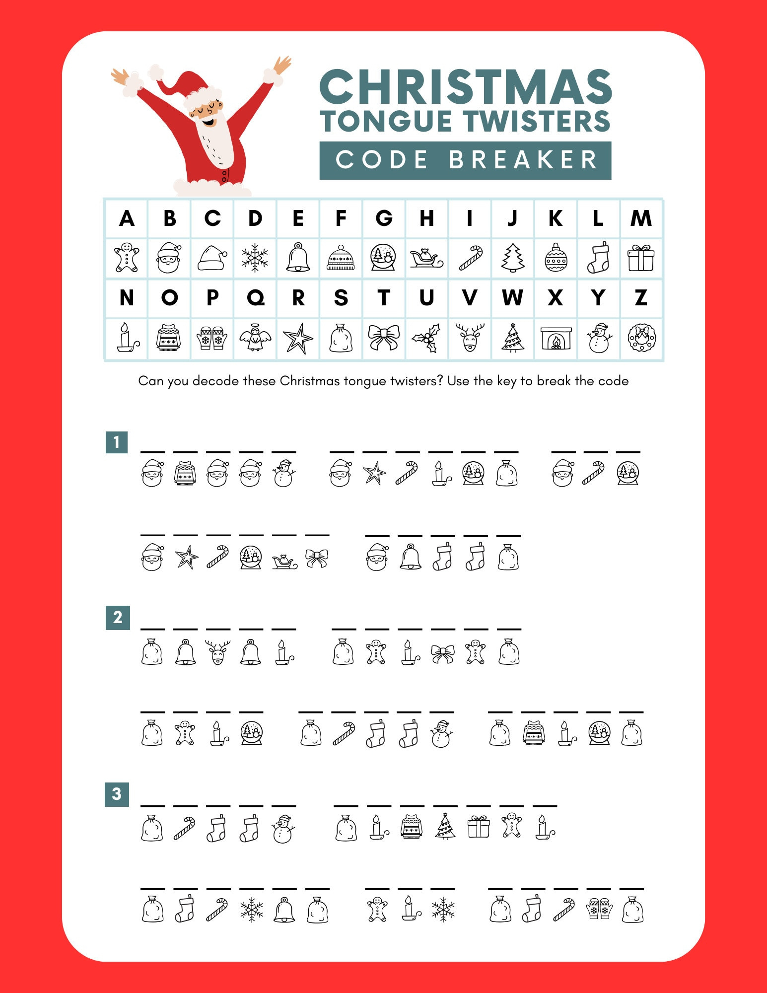 Christmas Code Breaker Worksheet - Digital Download inside Christmas Code Breaker Worksheet