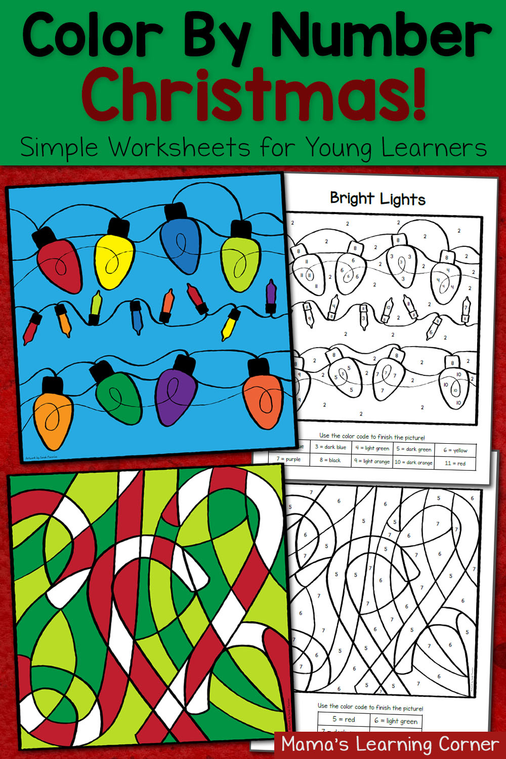 Christmas Colornumber Worksheets - Mamas Learning Corner pertaining to Christmas Color by Code Worksheets