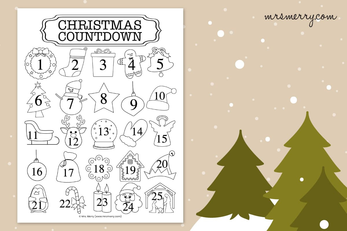 Christmas Countdown Printable | Coloring Christmas Calendar | Mrs regarding Christmas Countdown Worksheet