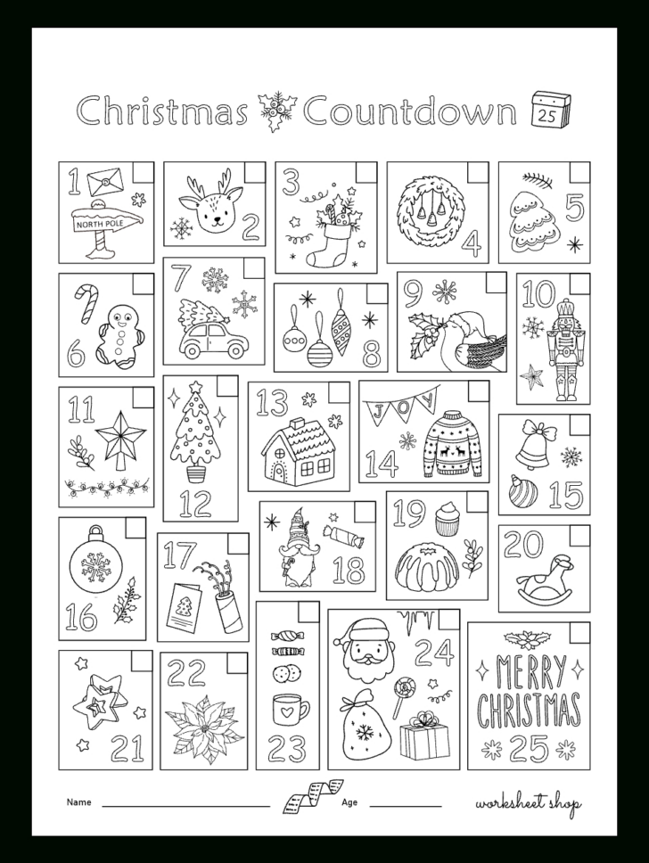 Christmas Countdown Worksheet