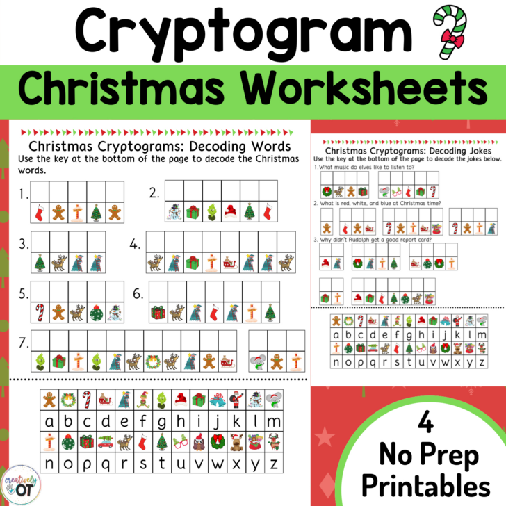 Christmas Cryptogram Worksheets