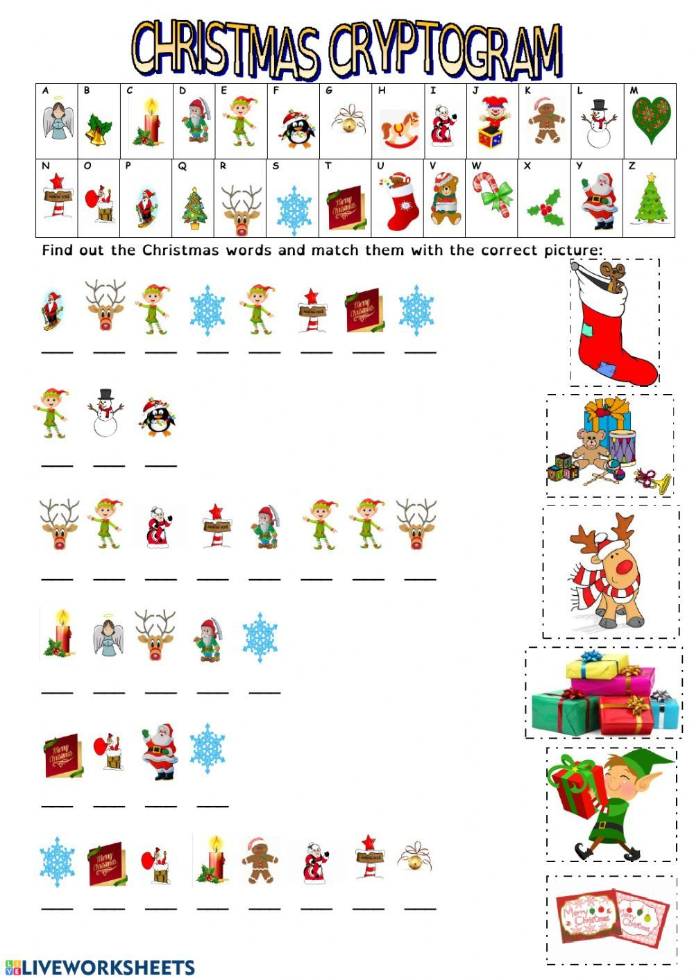 Christmas Cryptogram Worksheet for Christmas Cryptogram Worksheets