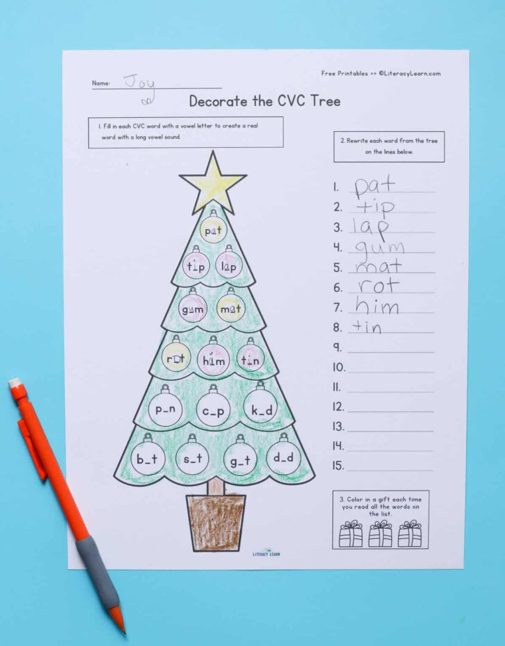 Christmas Cvc Worksheet