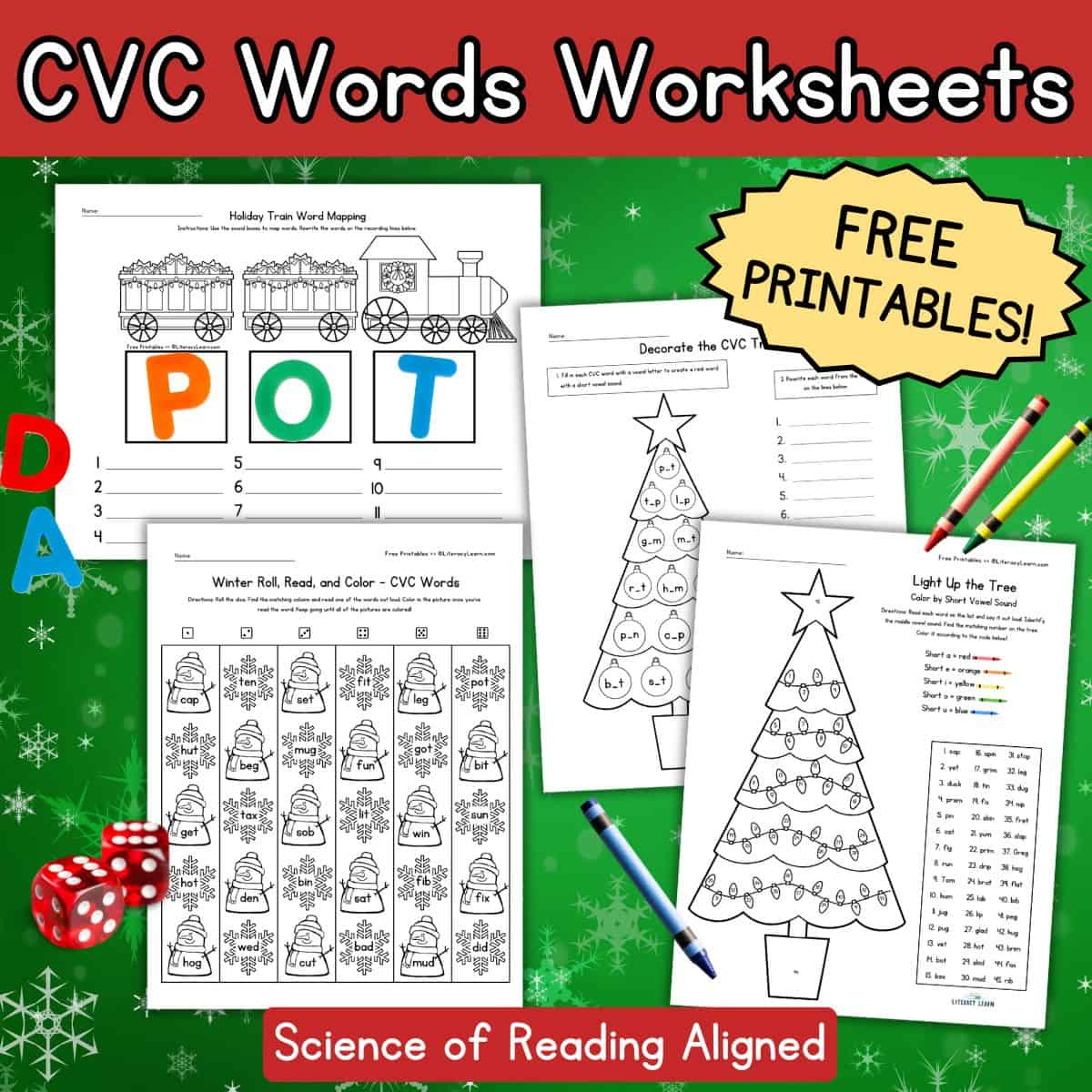 Christmas Cvc Worksheets For Kindergarten - Free Printables with Christmas Cvc Words Worksheet