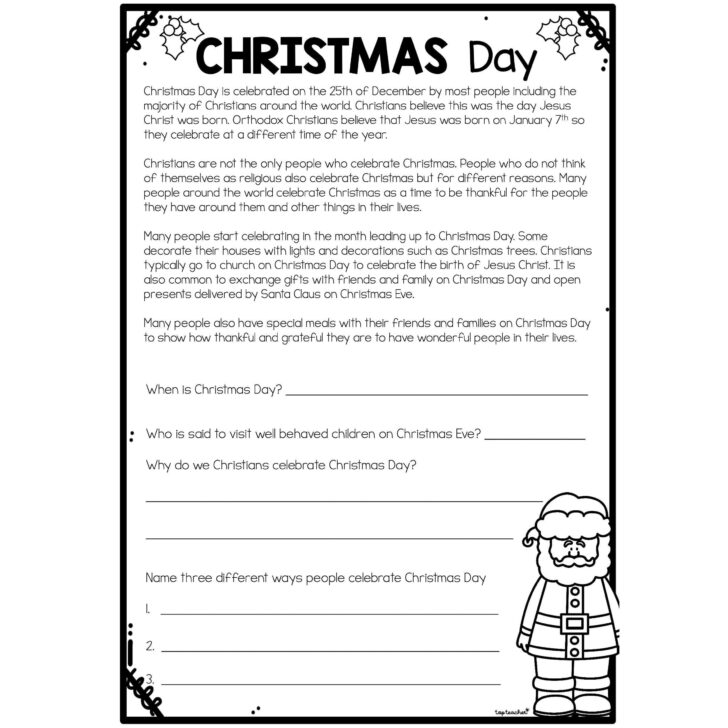 Christmas Day Worksheet