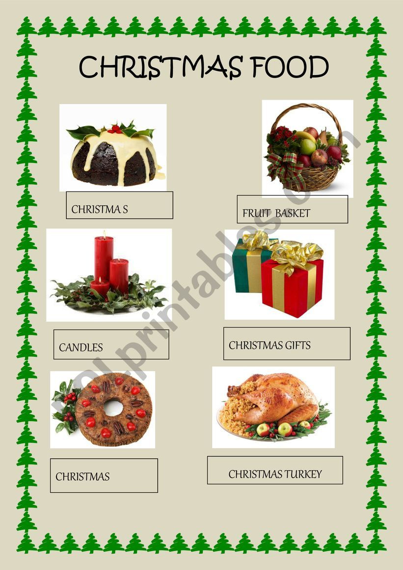 Christmas Food - Esl Worksheetkellesmaga within Christmas Food Worksheet