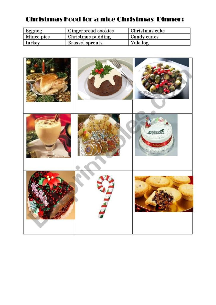 Christmas Food Worksheet