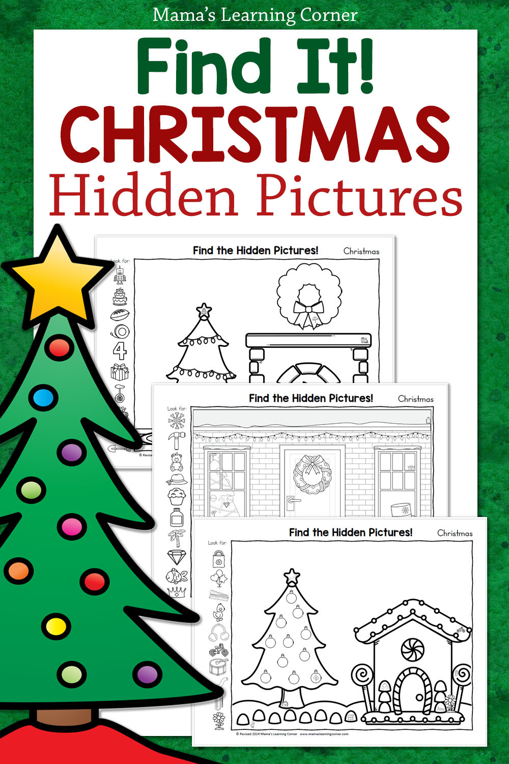 Christmas Hidden Pictures Worksheets - Mamas Learning Corner within Christmas Hidden Picture Worksheet