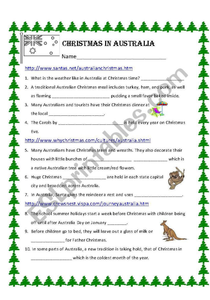 Christmas in Australia Worksheet