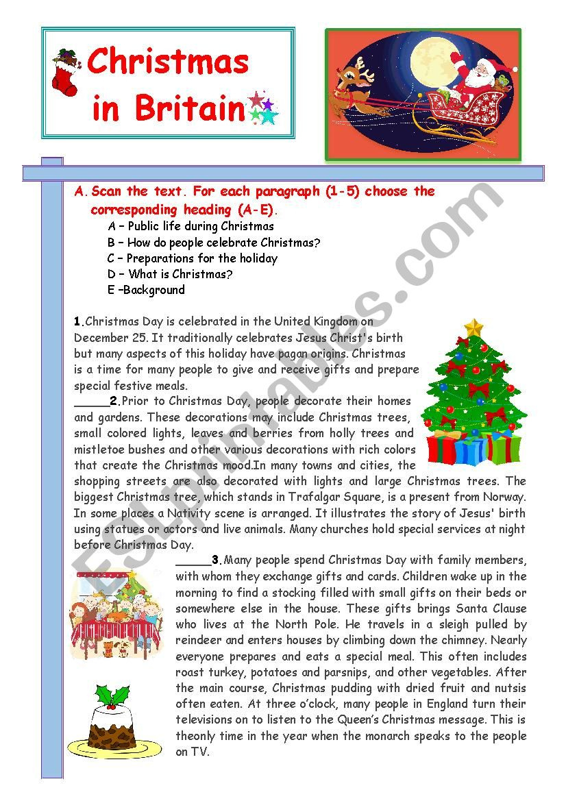 Christmas In Britain - Esl Worksheetsnowwhite457 within Christmas in Britain Worksheet