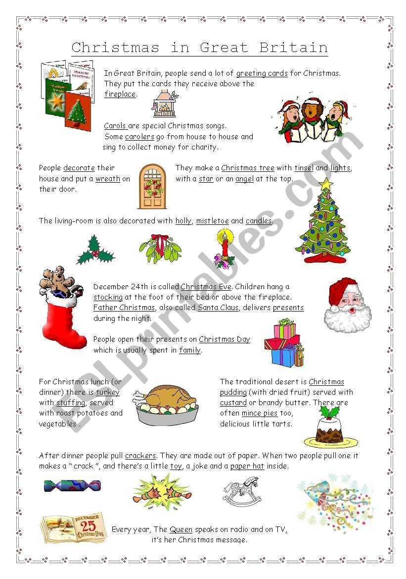 Christmas In Great Britain - Esl Worksheetnathalie891 with regard to Christmas In Britain Worksheet