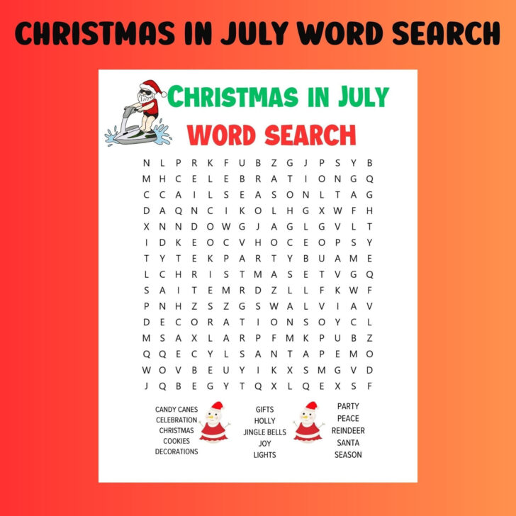 Christmas in July Worksheets