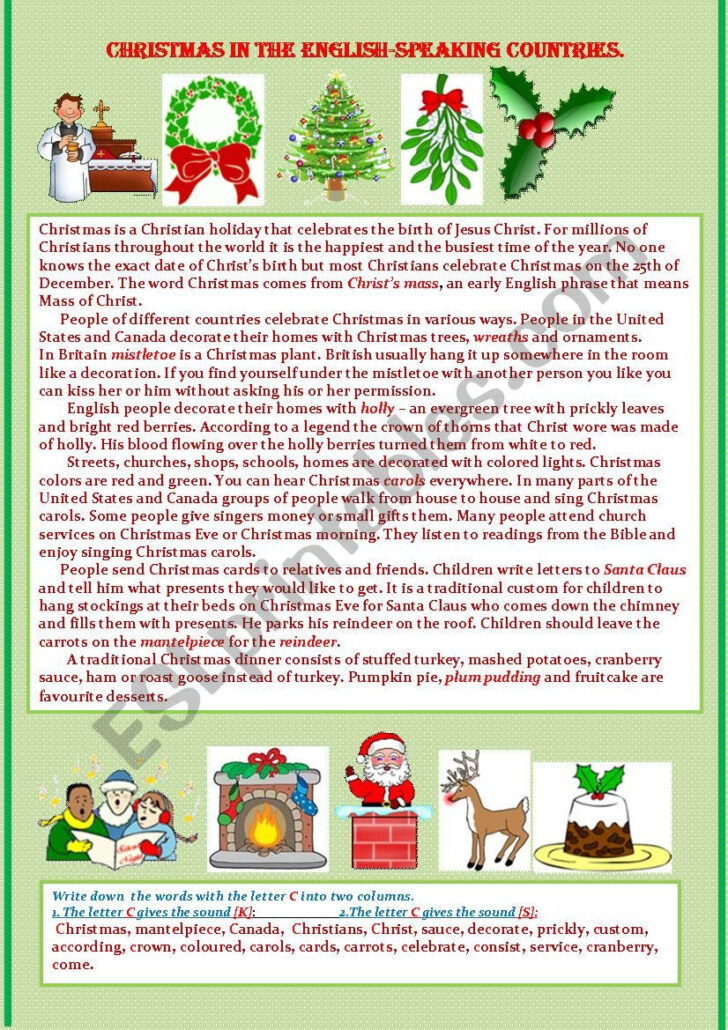 Christmas in Different Countries Worksheet